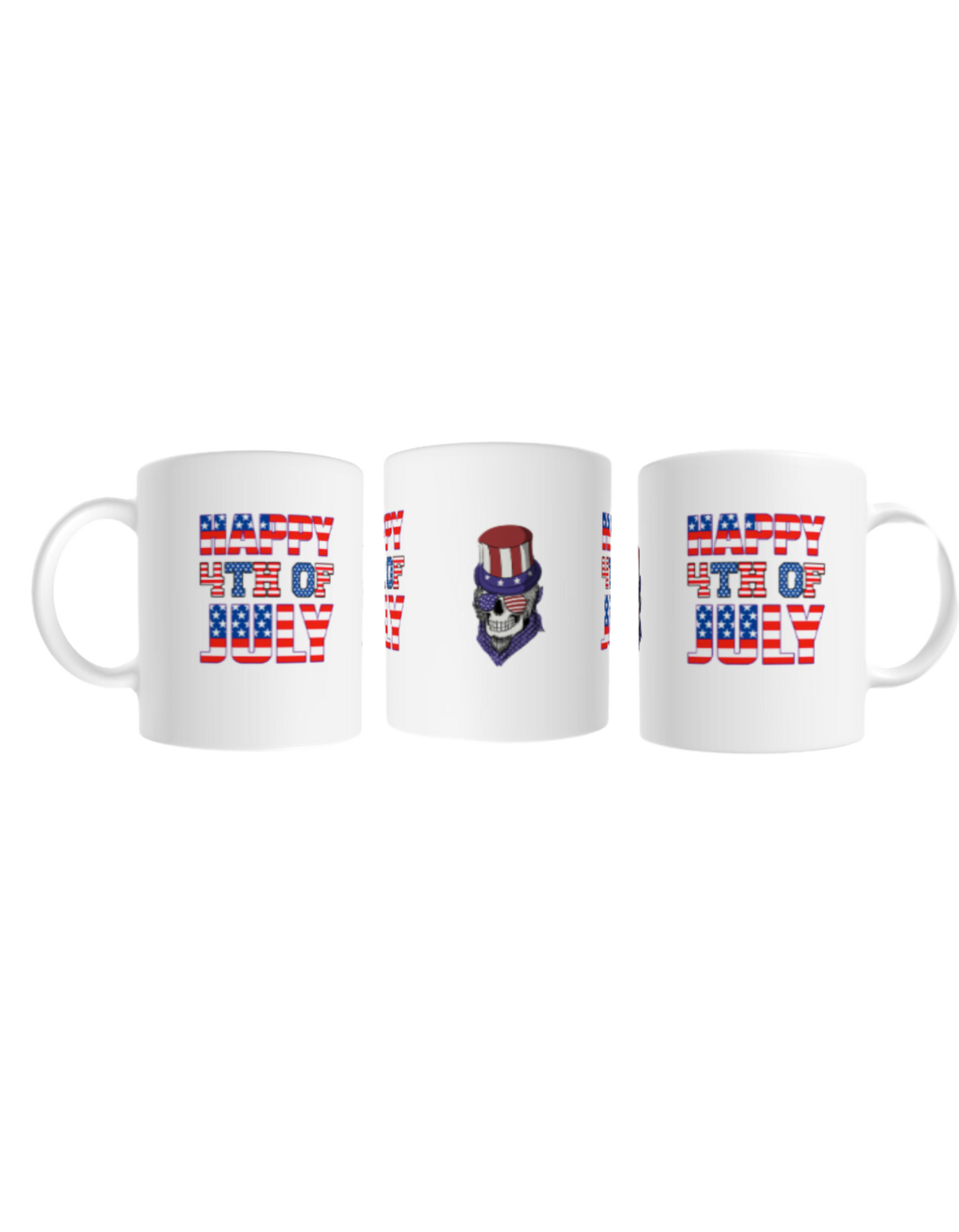 4th of July #13 "HAPPY 4TH OF JULY" Full Wrap White glossy mug