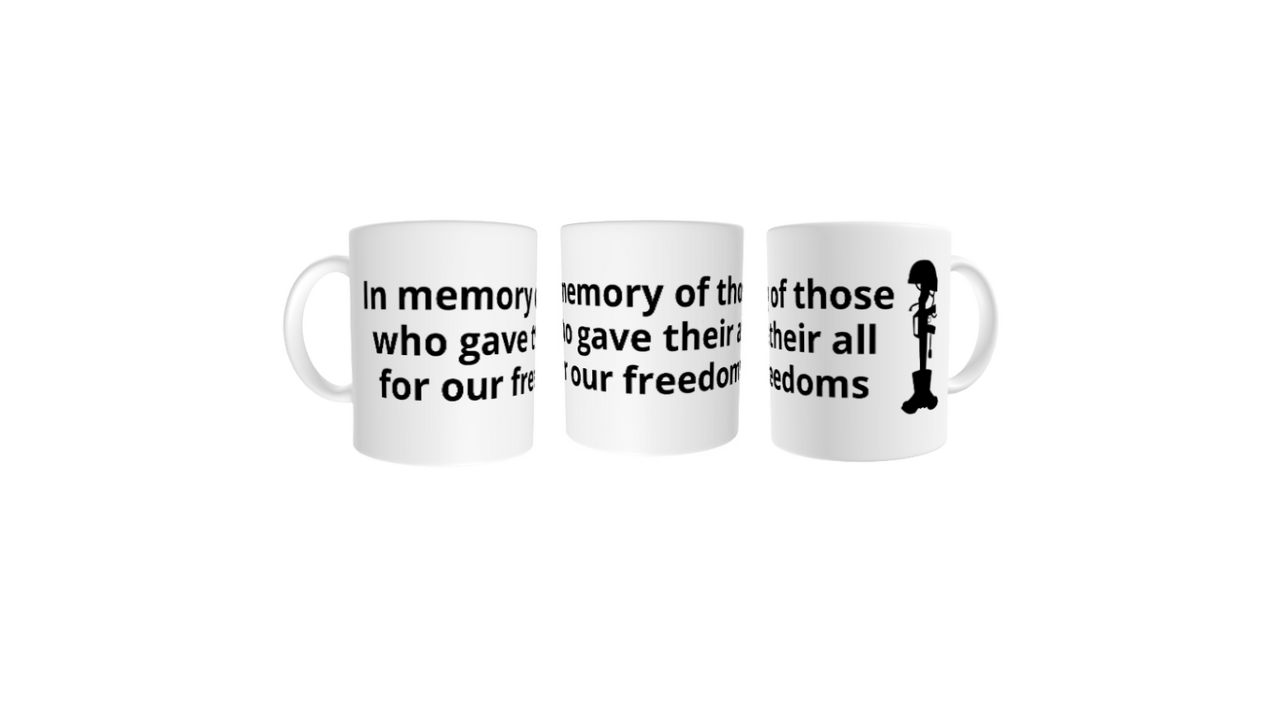 Memorial Day #01 "In Memory of" Fallen Soldiers Full Wrap White glossy mug