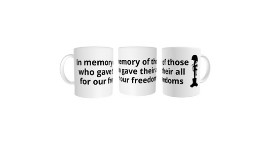 Memorial Day #01 "In Memory of" Fallen Soldiers Full Wrap White glossy mug