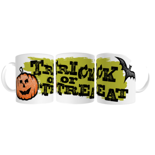 Halloween #02 "Trick or Treat" Full Wrap White glossy mug