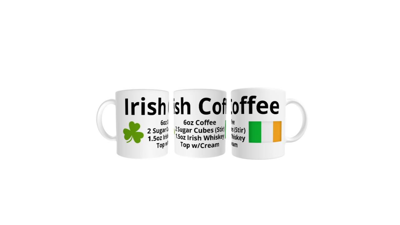 Hot Toddy "Irish Coffee" Recipe Full Wrap White glossy mug