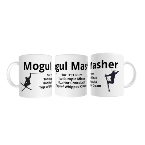 Hot Toddy "Mogul Masher" Recipe Full Wrap White glossy mug