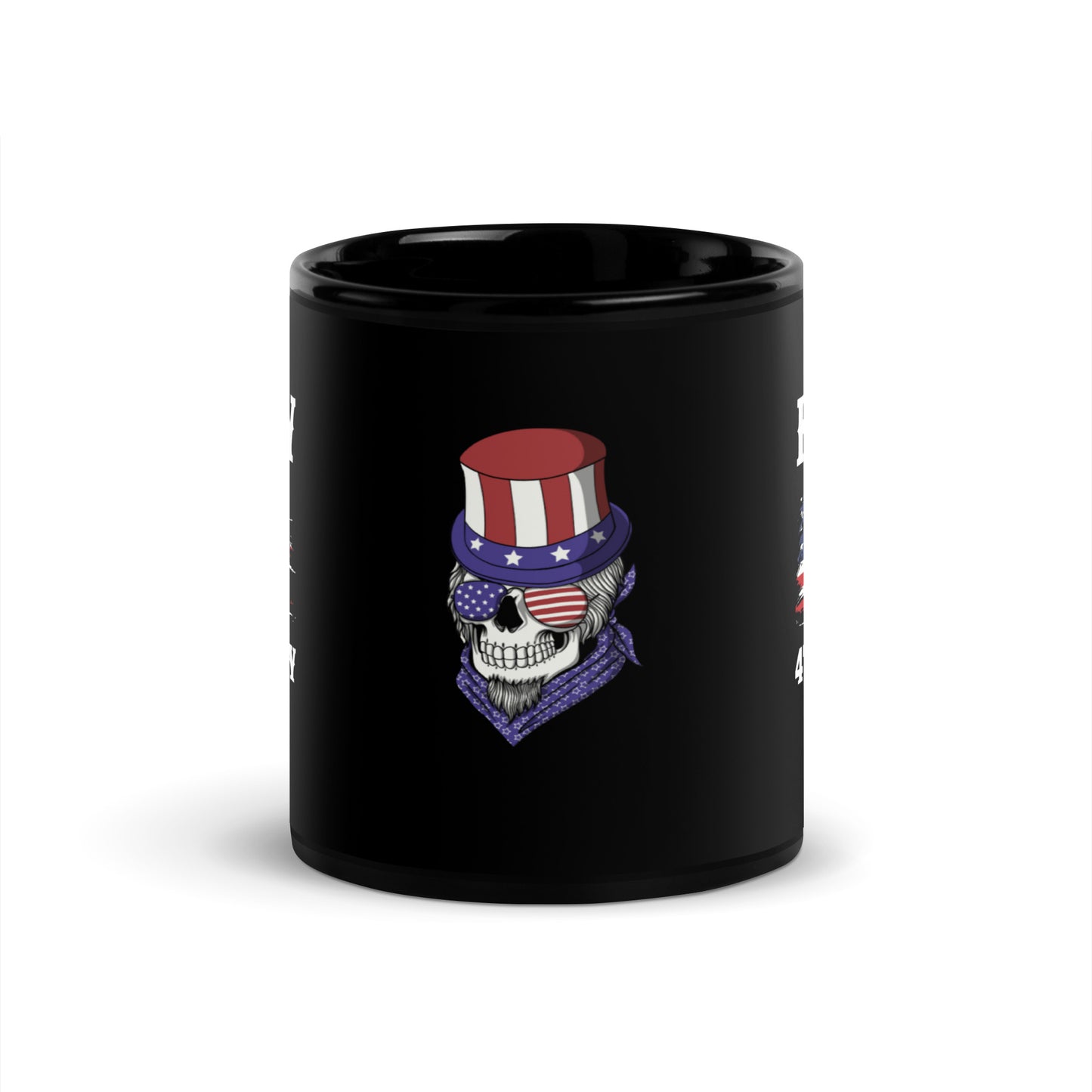 4th of July #19 "Happy 4TH OF JULY" Full Wrap Black Glossy Mug