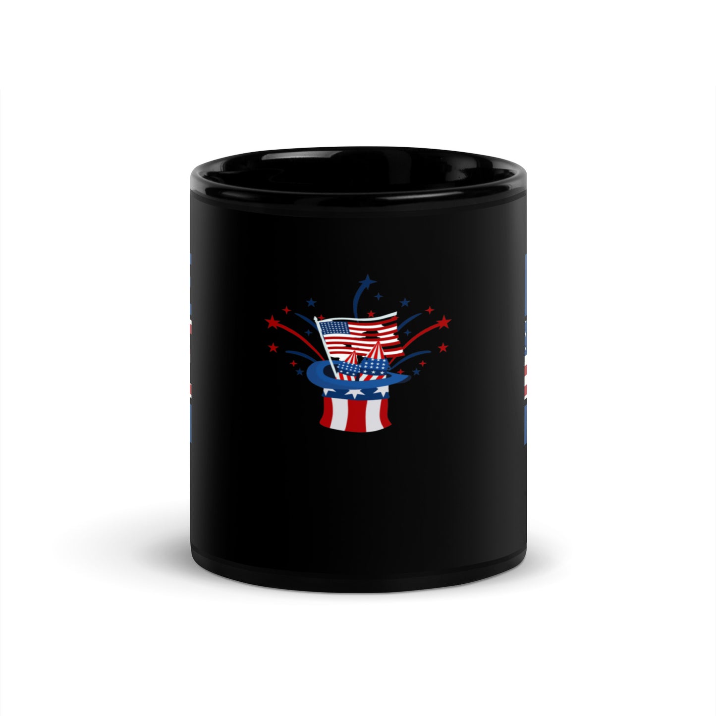 God Bless America #01 "PEACE LOVE FREEDOM" Black Glossy Mug