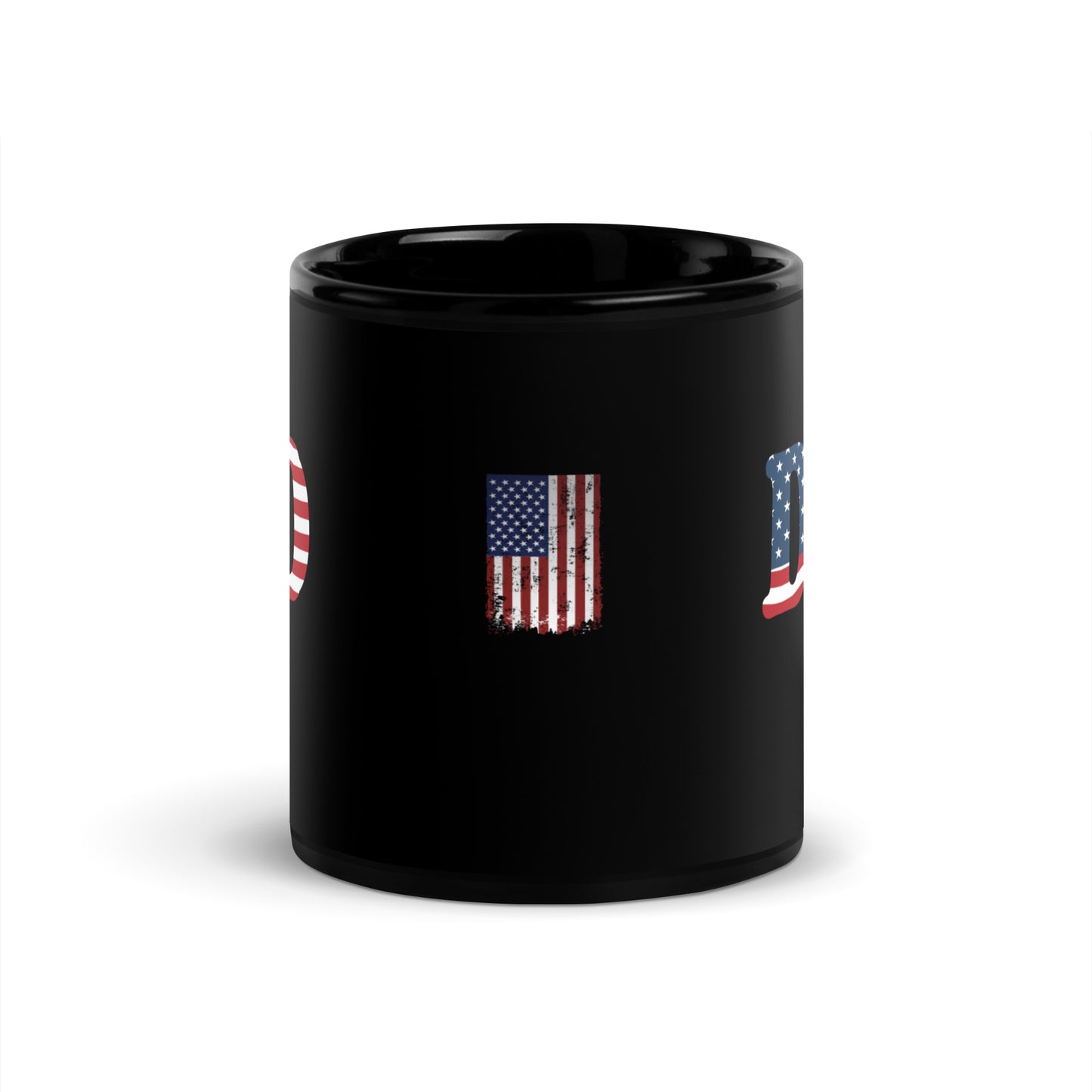 Dad #02 "DAD" Patriotic Red, White, and Blue Black Glossy Mug