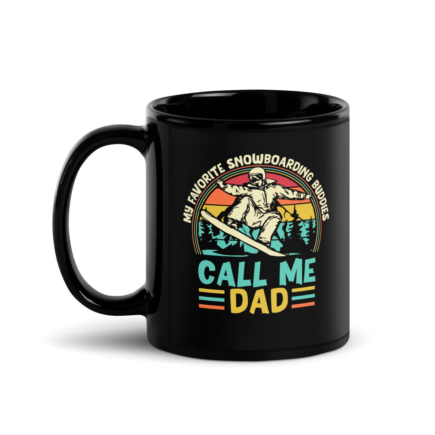 Father's Day #06 "Call Me Dad" (Snowboarder) Black Glossy Mug