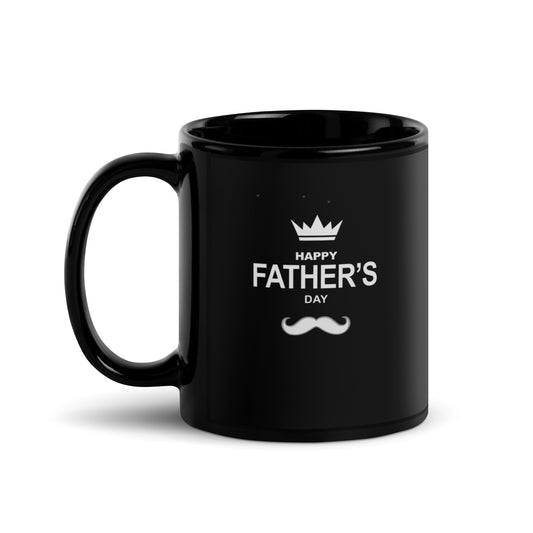 Father's Day #14 "Happy Father's Day" w/ Crown Black Glossy Mug