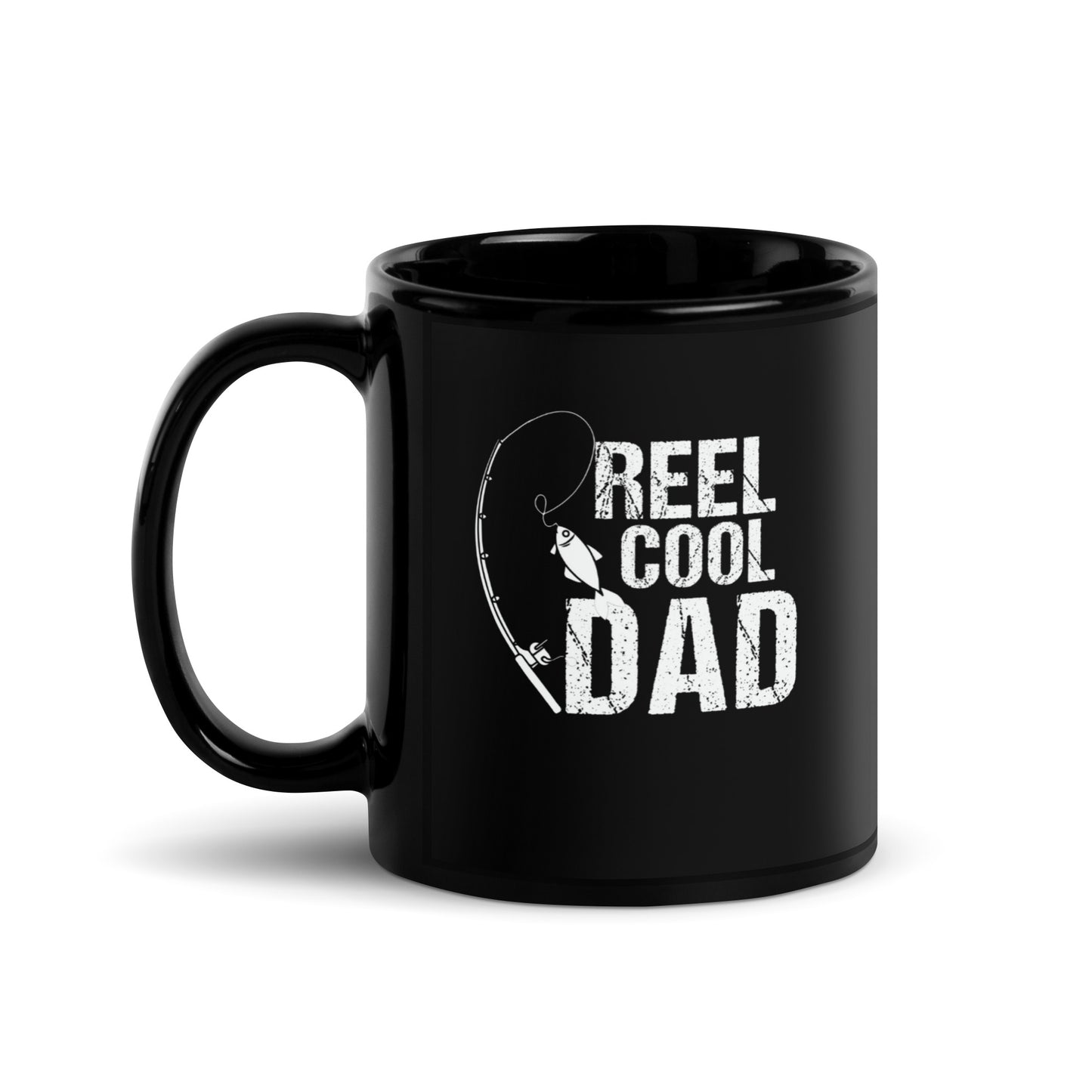 Dad #10 "REEL COOL DAD" Black Glossy Mug