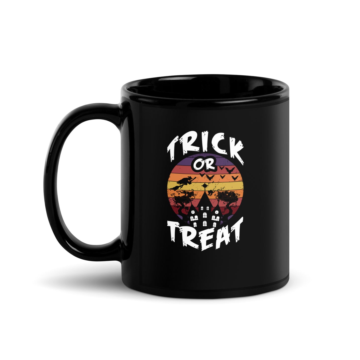 Halloween #08 "TRICK OR TREAT" Black Glossy Mug