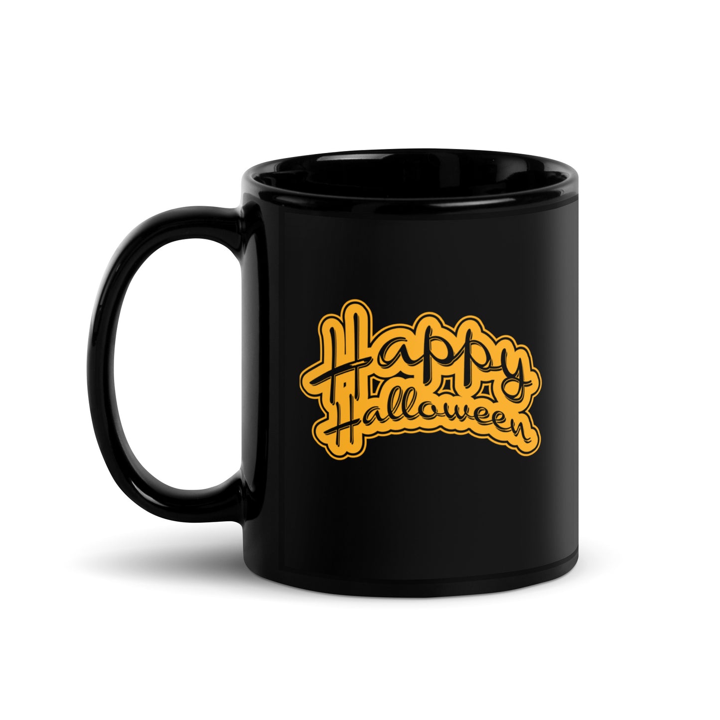 Halloween #10 "Happy Halloween" Black Glossy Mug