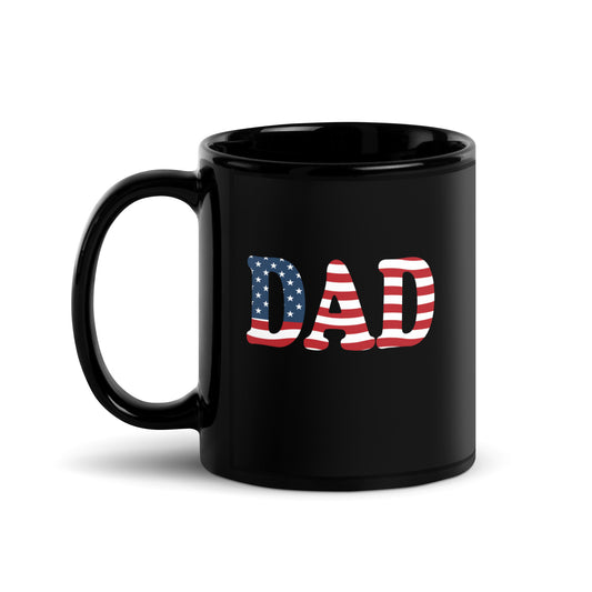 Dad #02 "DAD" Patriotic Red, White, and Blue Black Glossy Mug