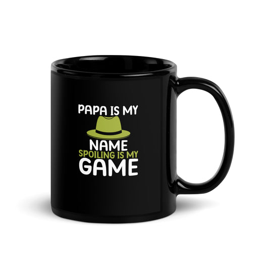 Grandad #02 "PAPA IS MY NAME" Black Glossy Mug