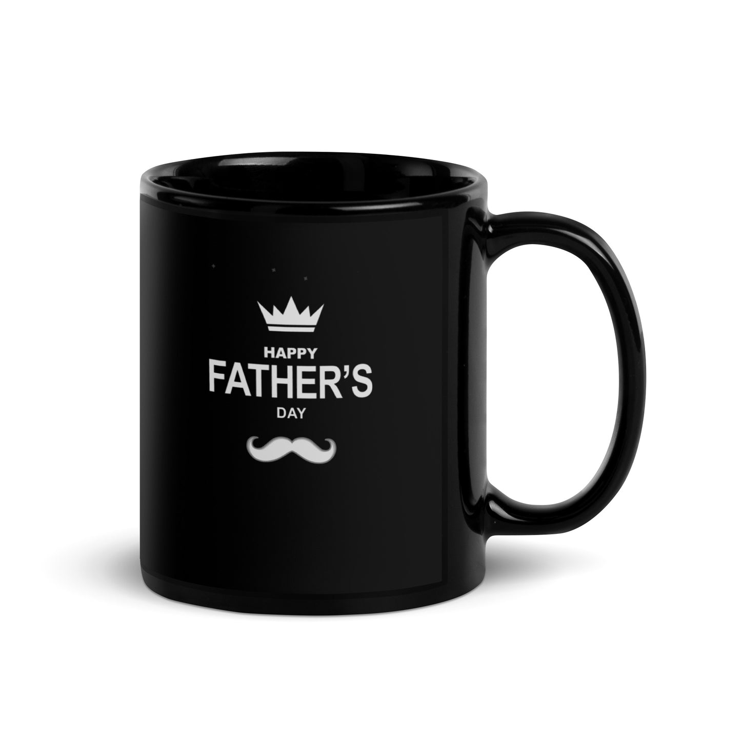 Father's Day #14 "Happy Father's Day" w/ Crown Black Glossy Mug