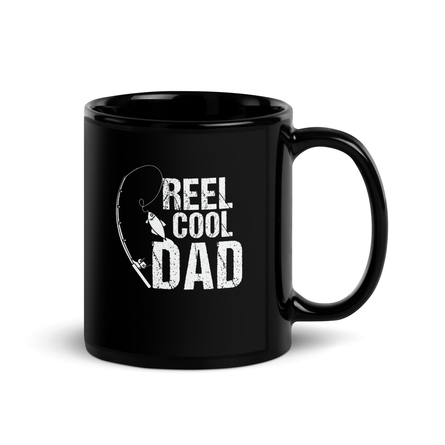 Dad #10 "REEL COOL DAD" Black Glossy Mug