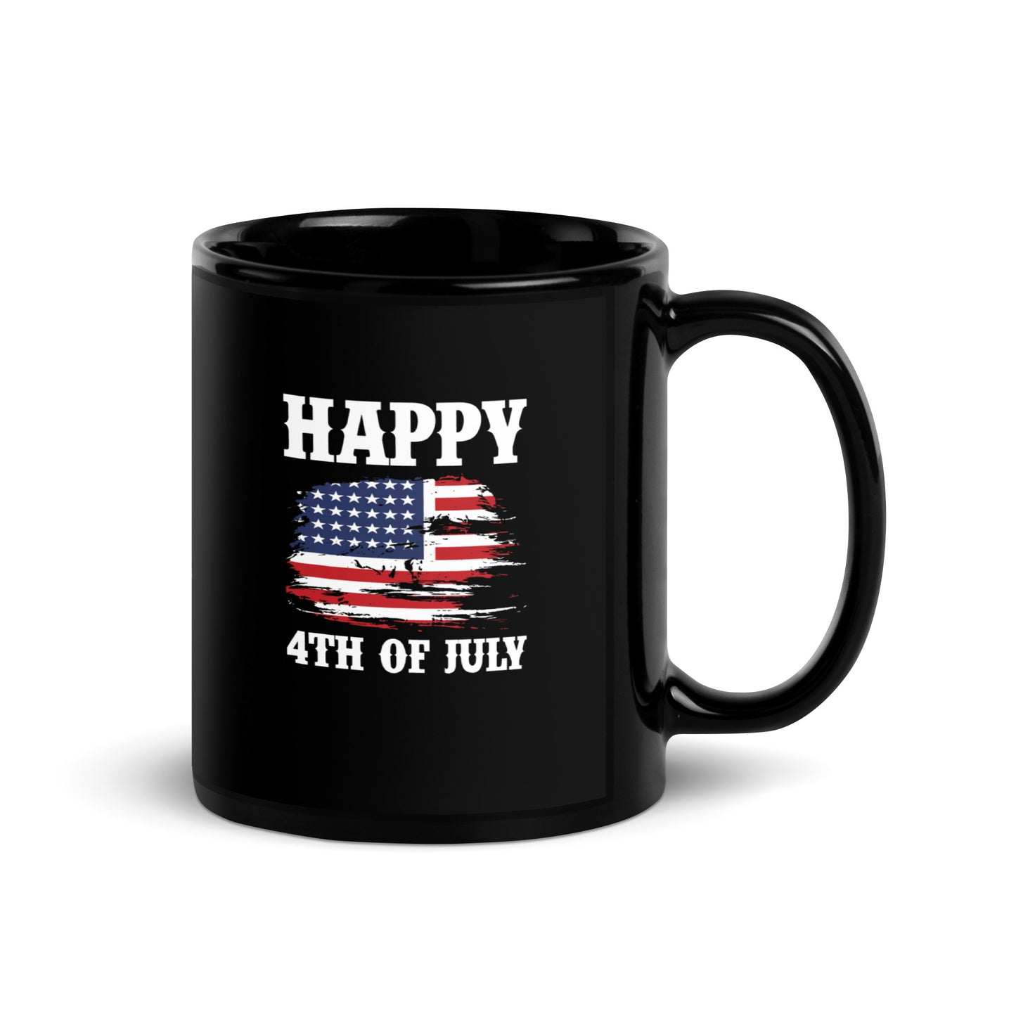 4th of July #19 "Happy 4TH OF JULY" Full Wrap Black Glossy Mug