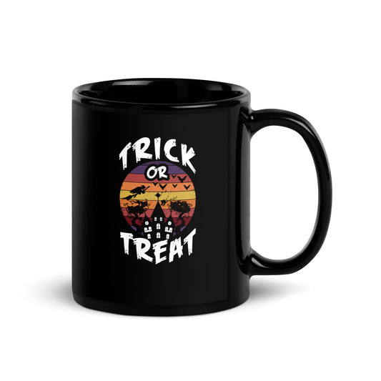 Halloween #08 "TRICK OR TREAT" Black Glossy Mug