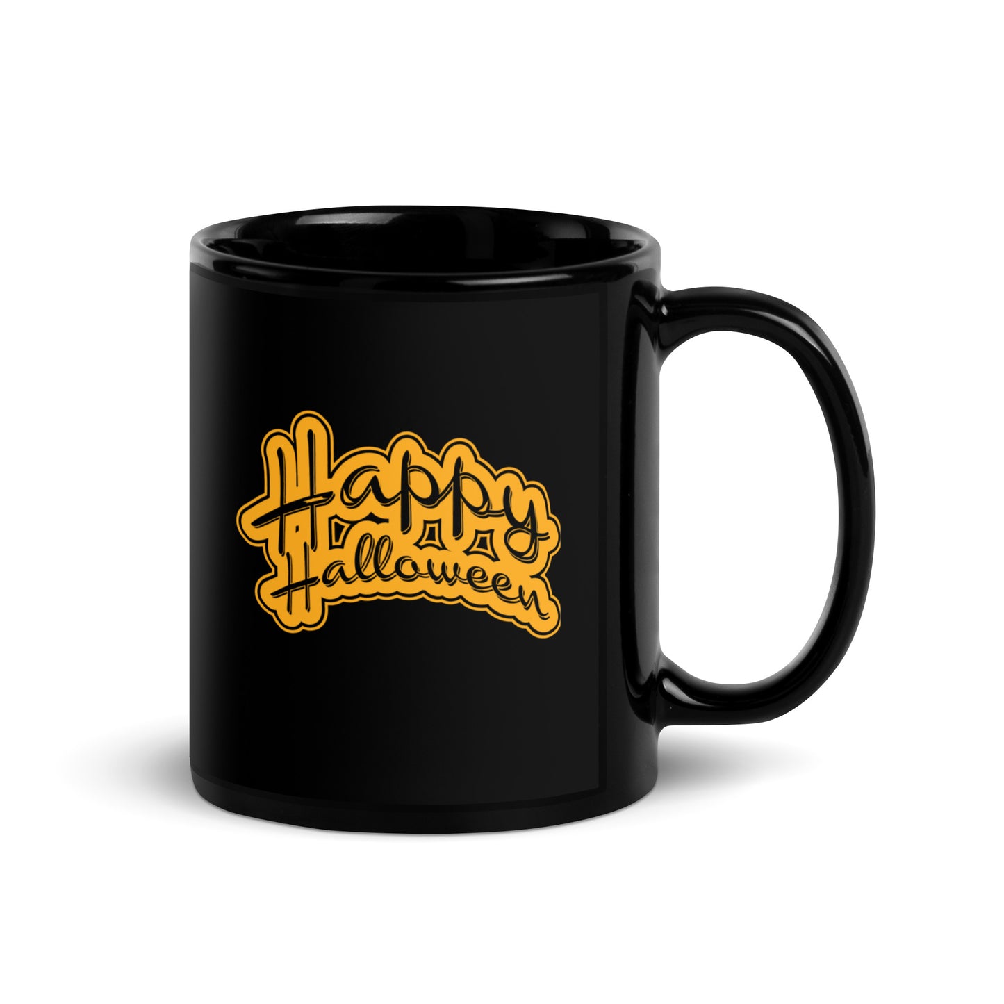 Halloween #10 "Happy Halloween" Black Glossy Mug