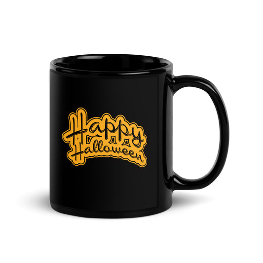 Halloween #10 "Happy Halloween" Black Glossy Mug