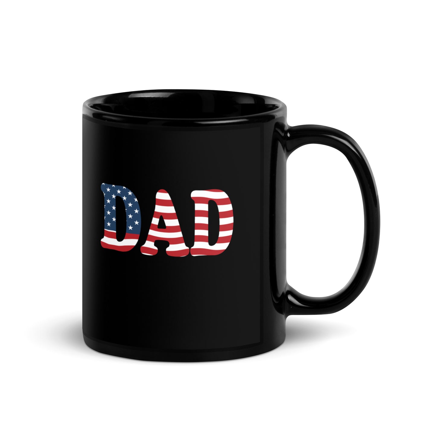 Dad #02 "DAD" Patriotic Red, White, and Blue Black Glossy Mug