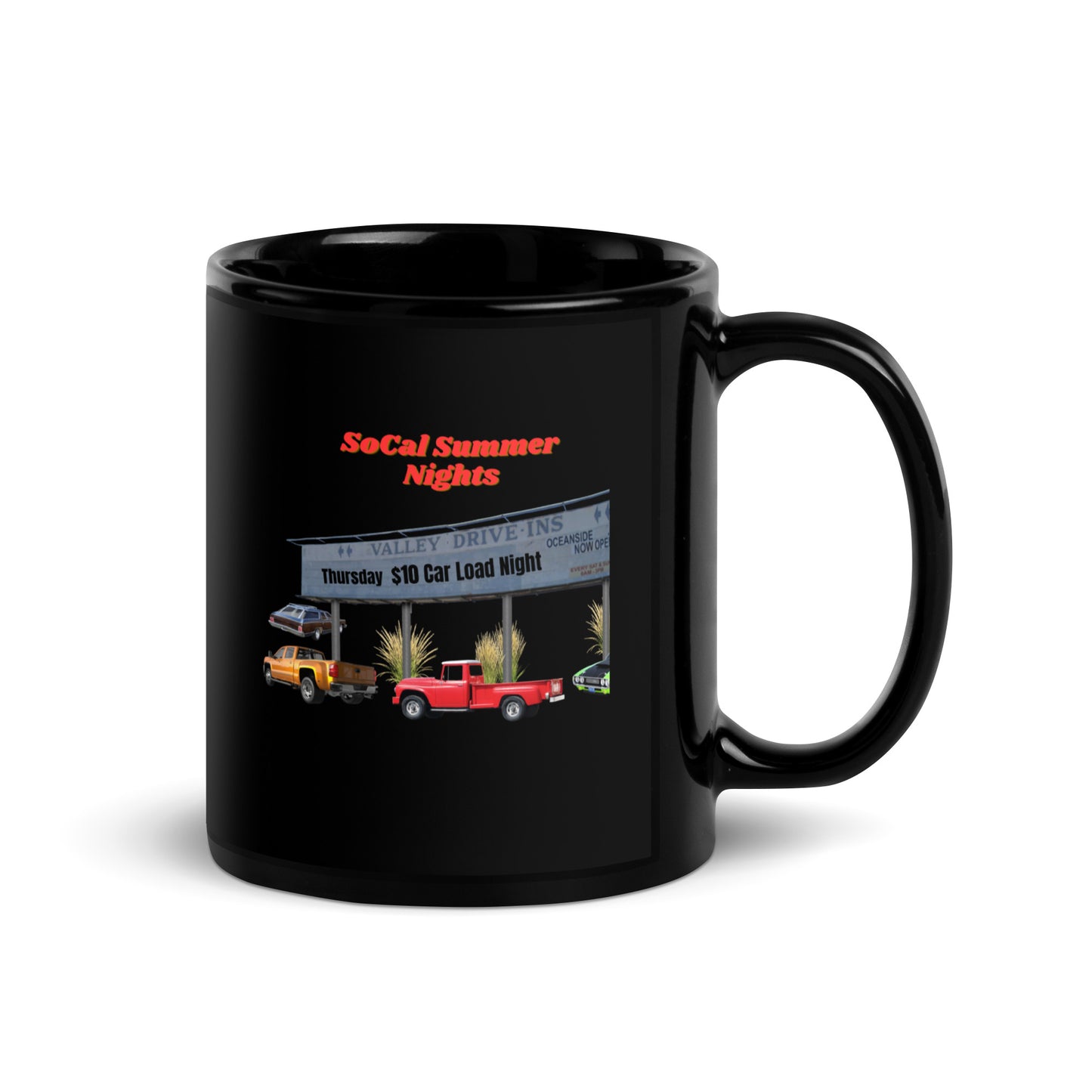 Nostalgia Series #04 "SoCal Summer Nights" Black Glossy Mug