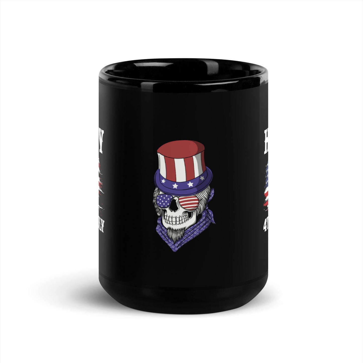 4th of July #19 "Happy 4TH OF JULY" Full Wrap Black Glossy Mug