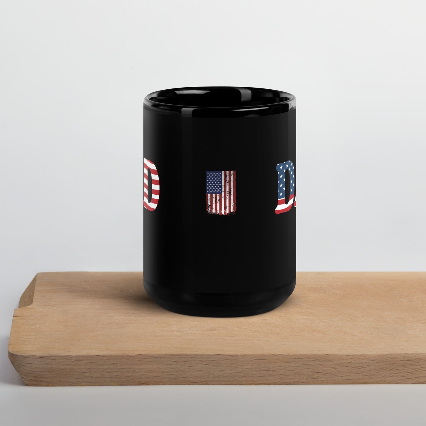 Dad #02 "DAD" Patriotic Red, White, and Blue Black Glossy Mug