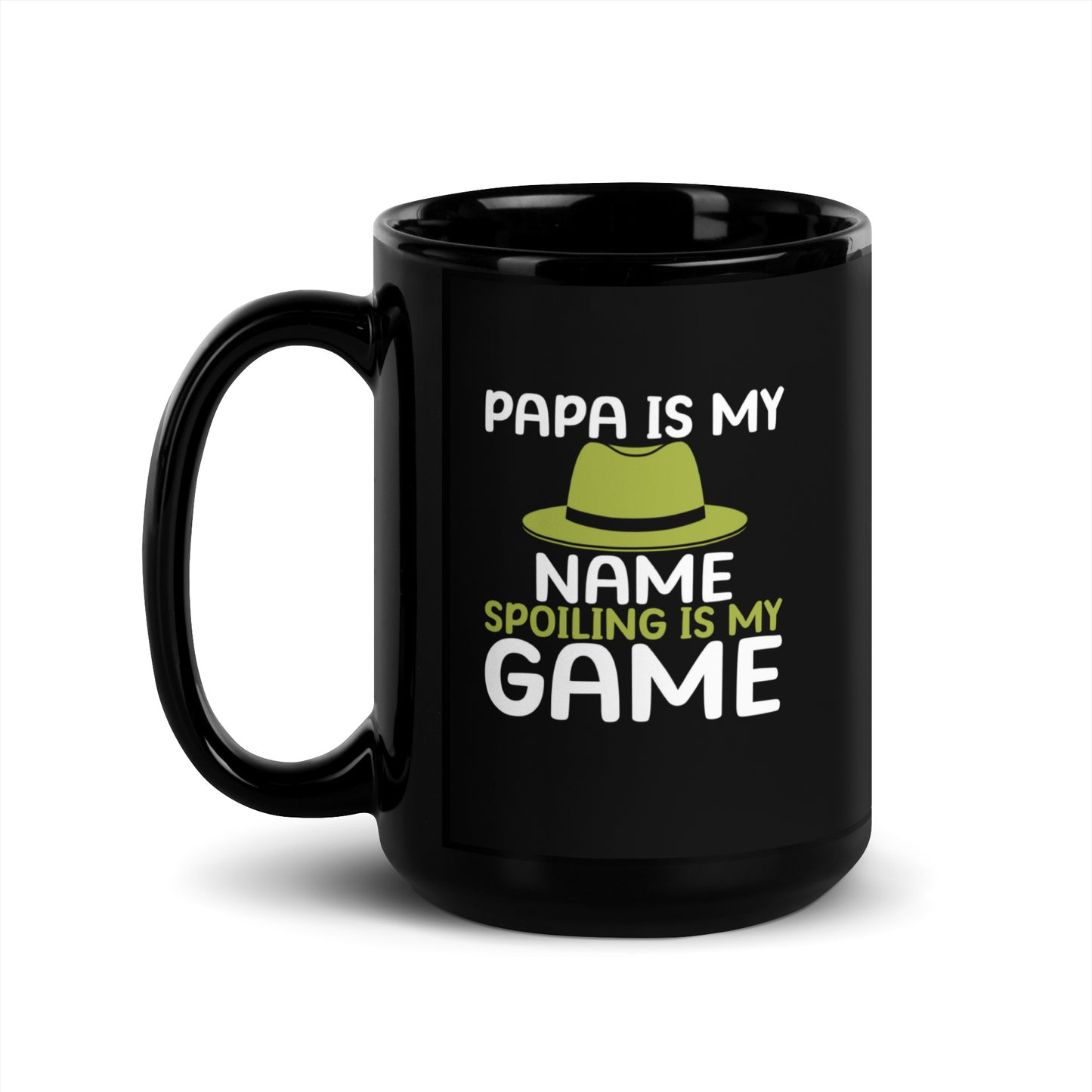 Grandad #02 "PAPA IS MY NAME" Black Glossy Mug