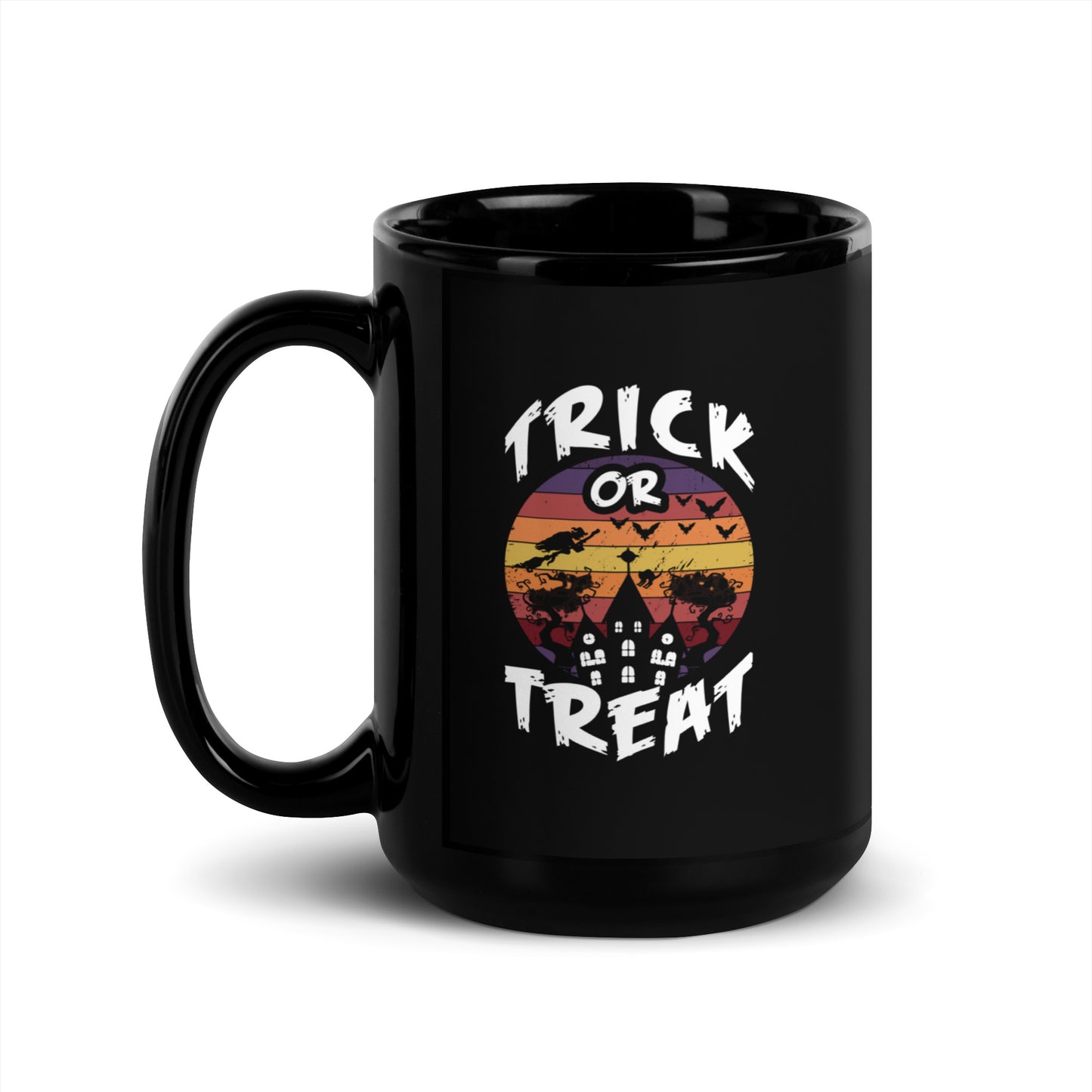 Halloween #08 "TRICK OR TREAT" Black Glossy Mug