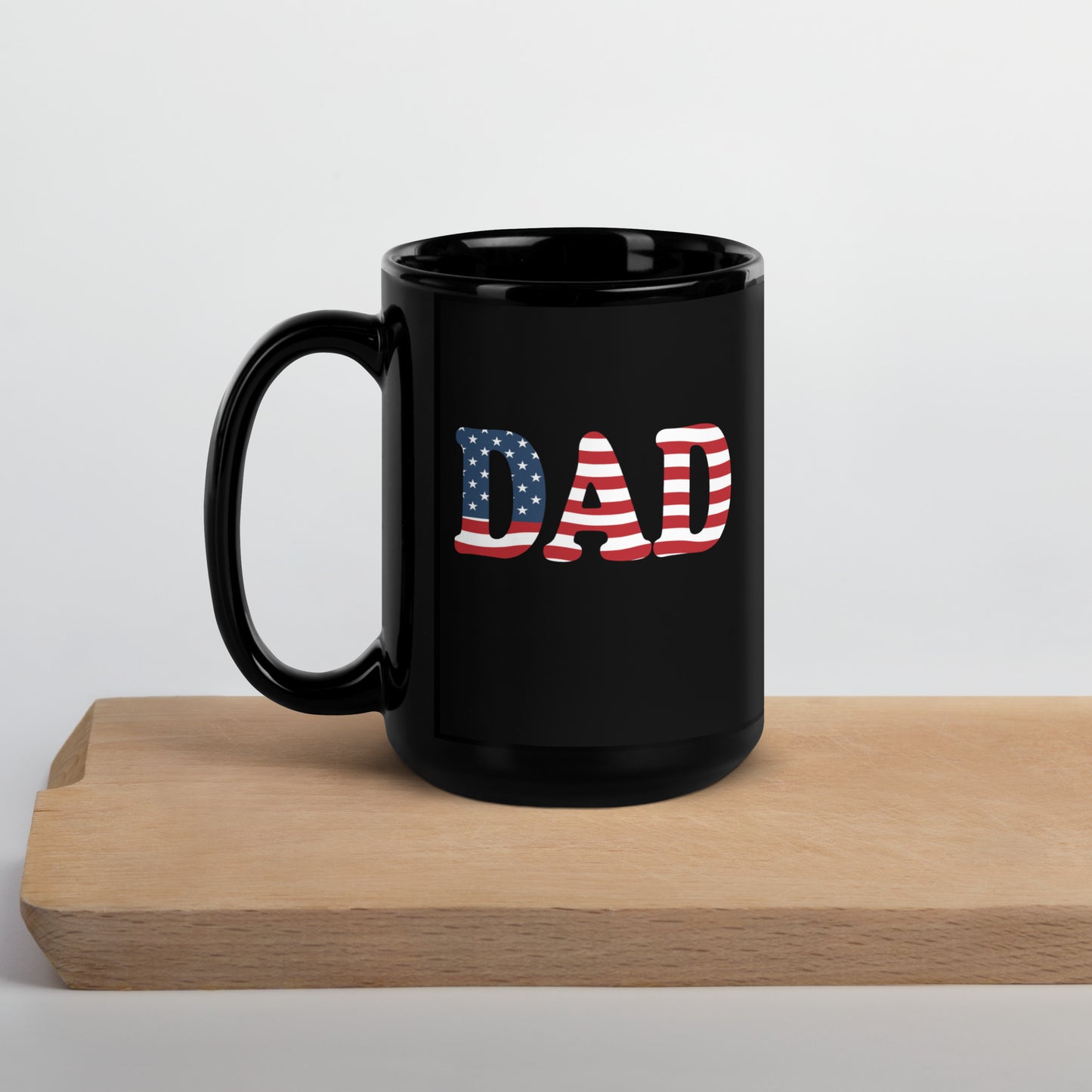 Dad #02 "DAD" Patriotic Red, White, and Blue Black Glossy Mug