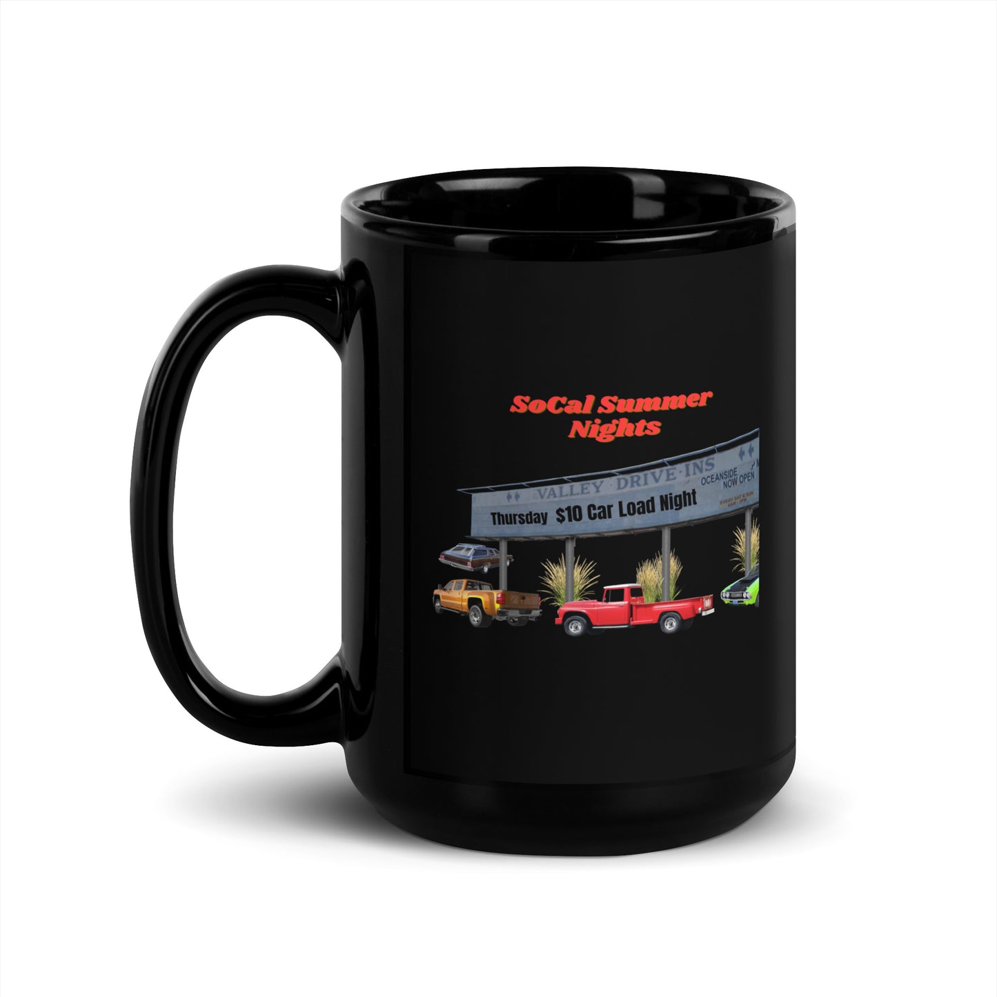 Nostalgia Series #04 "SoCal Summer Nights" Black Glossy Mug