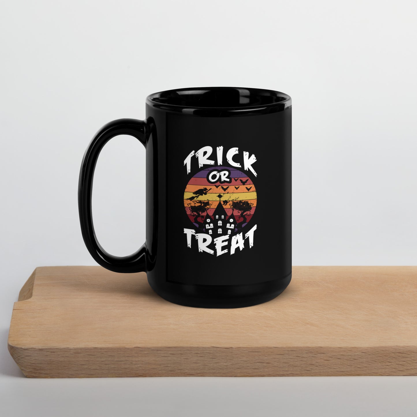 Halloween #08 "TRICK OR TREAT" Black Glossy Mug