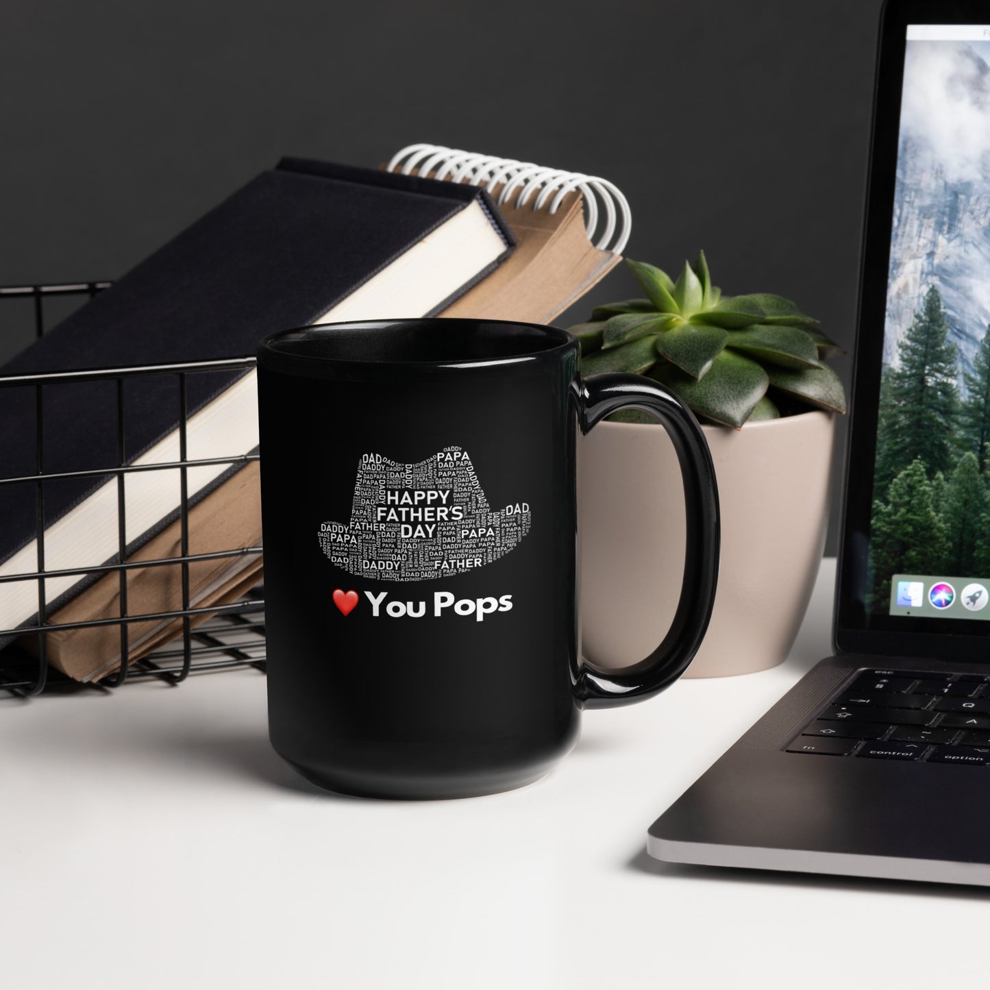 Father's Day #13 "❤️ You Pops" Black Glossy Mug