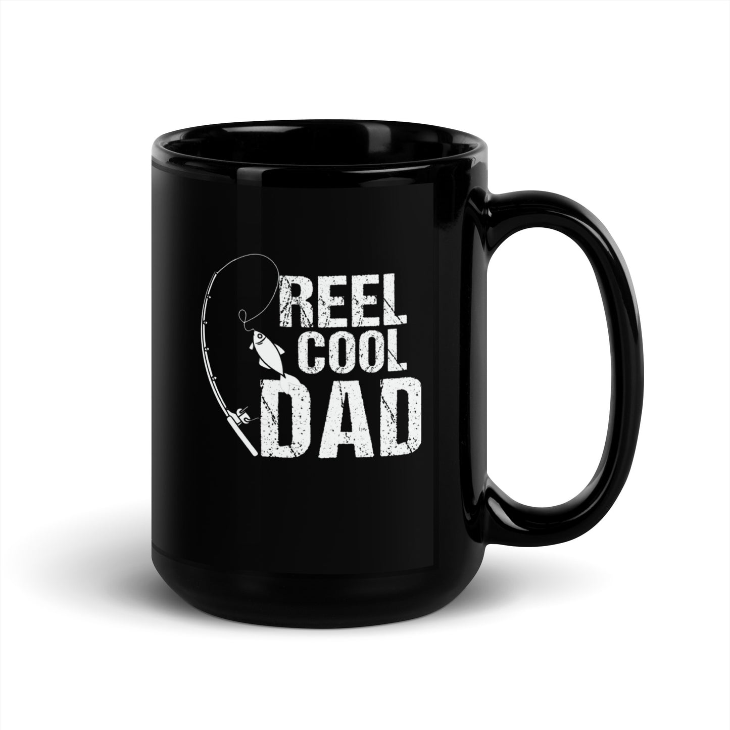 Dad #10 "REEL COOL DAD" Black Glossy Mug