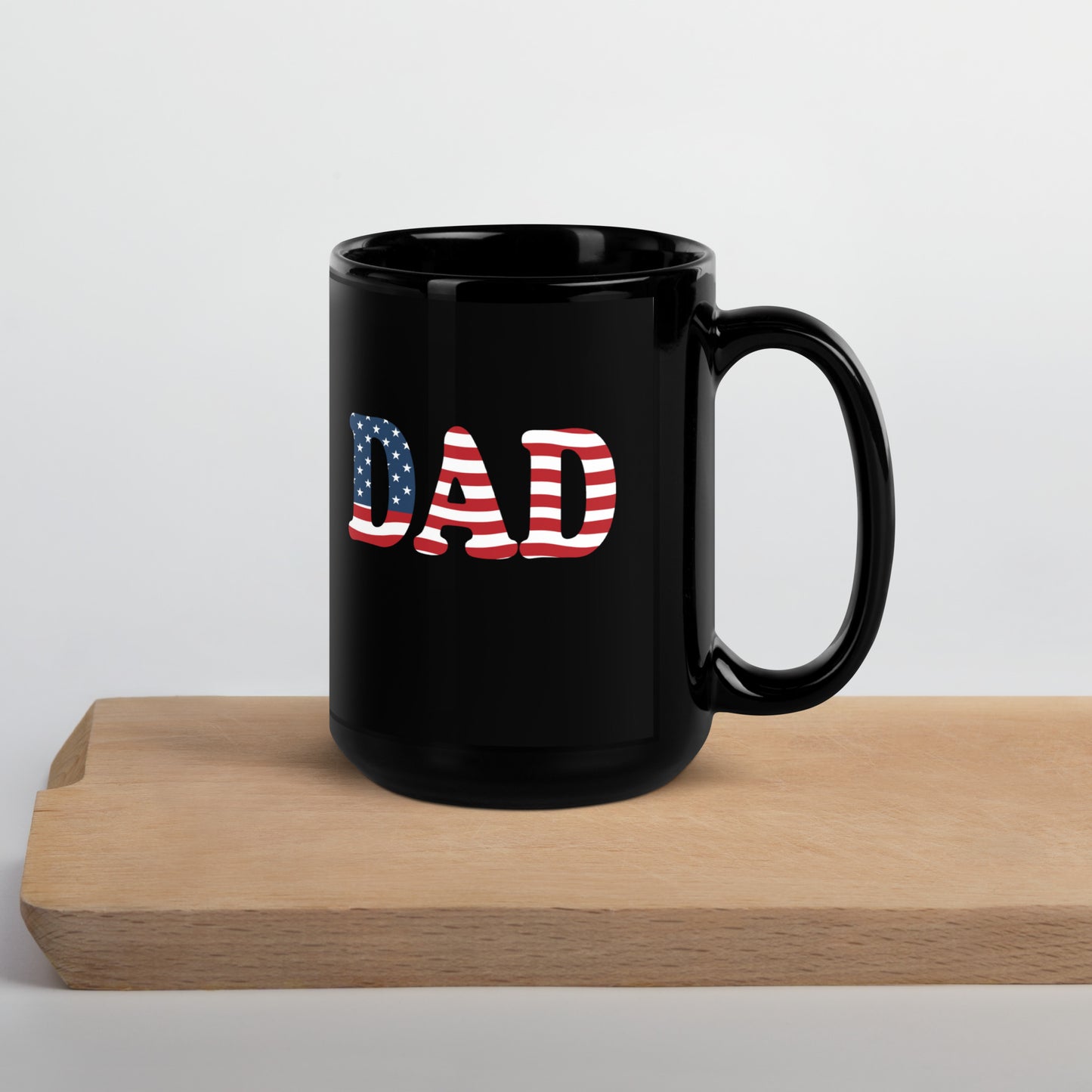 Dad #02 "DAD" Patriotic Red, White, and Blue Black Glossy Mug