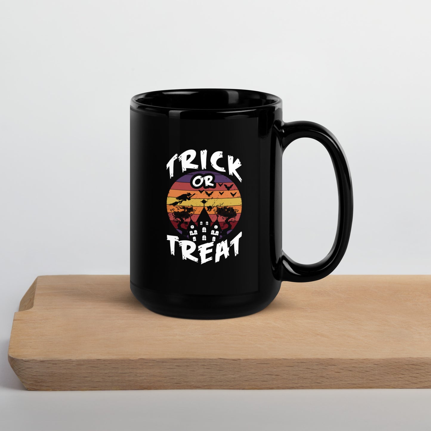 Halloween #08 "TRICK OR TREAT" Black Glossy Mug