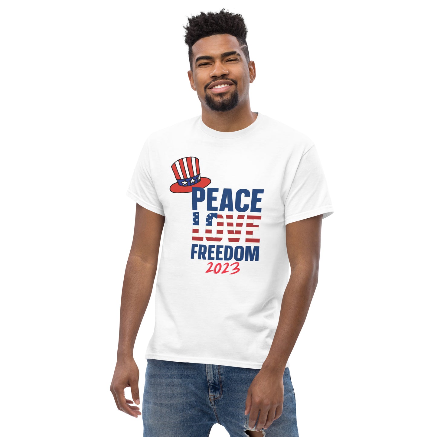 God Bless America #01 "PEACE LOVE & FREEDOM" Men's Classic Tee Short Sleeve