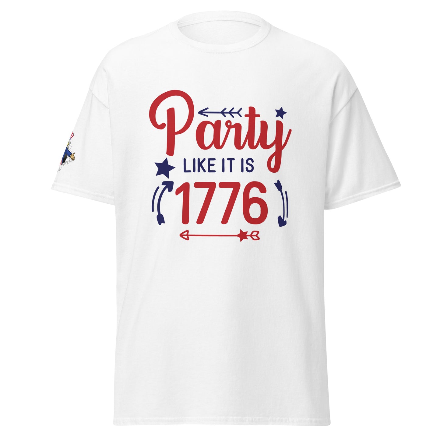 4th of July #20 "Party LIKE ITS 1776" w/ Uncle Sam Image on Right Shoulder Men's Classic Tee Short Sleeve