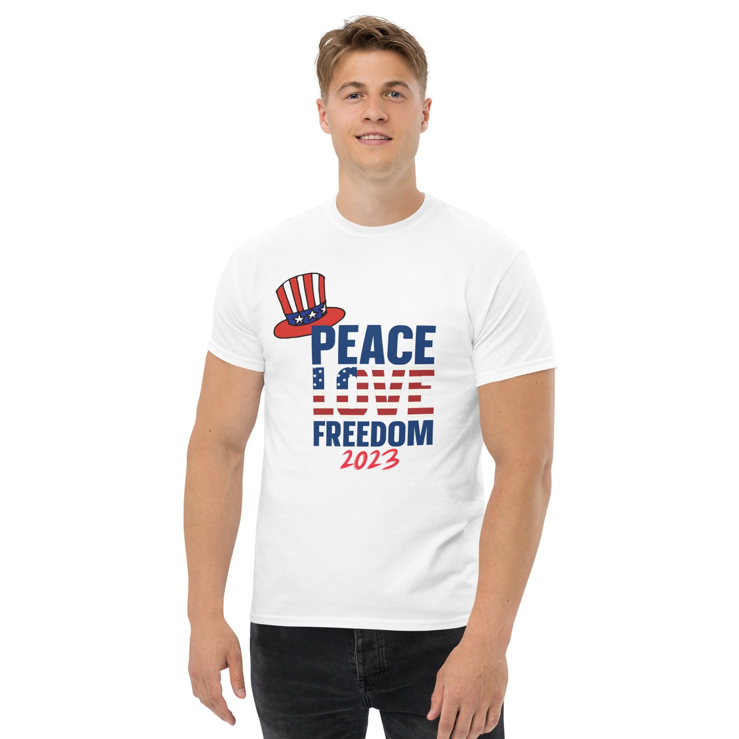 God Bless America #01 "PEACE LOVE & FREEDOM" Men's Classic Tee Short Sleeve