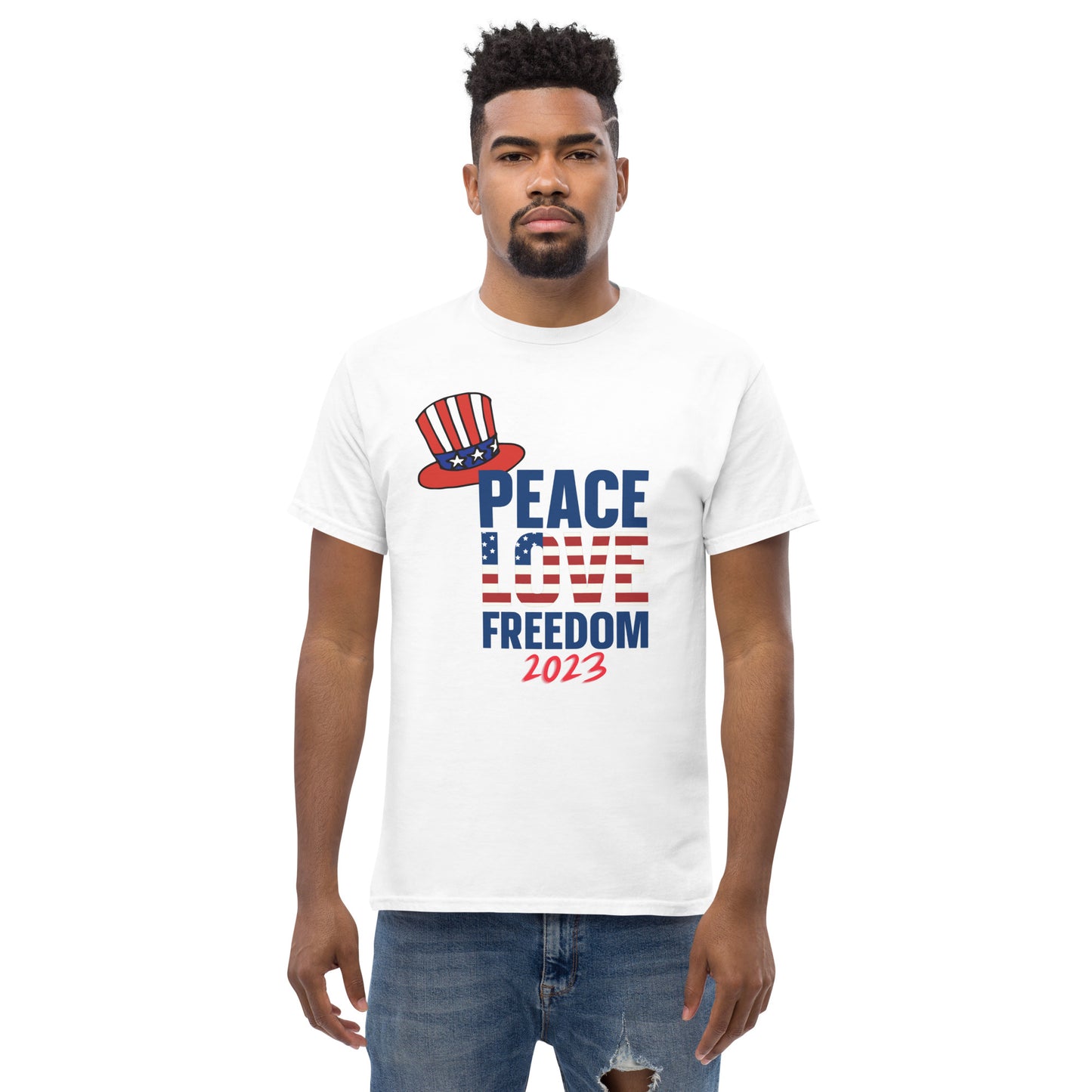 God Bless America #01 "PEACE LOVE & FREEDOM" Men's Classic Tee Short Sleeve