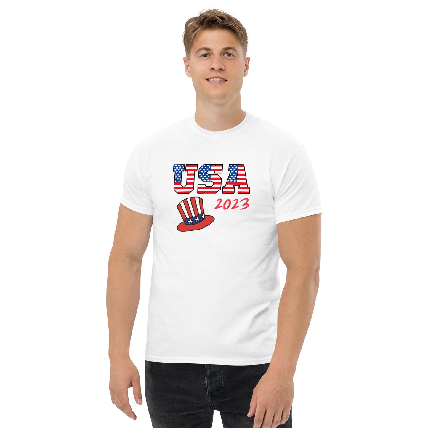 God Bless America #06 "USA 2023" w/ Hat Men's Classic Tee Short Sleeve