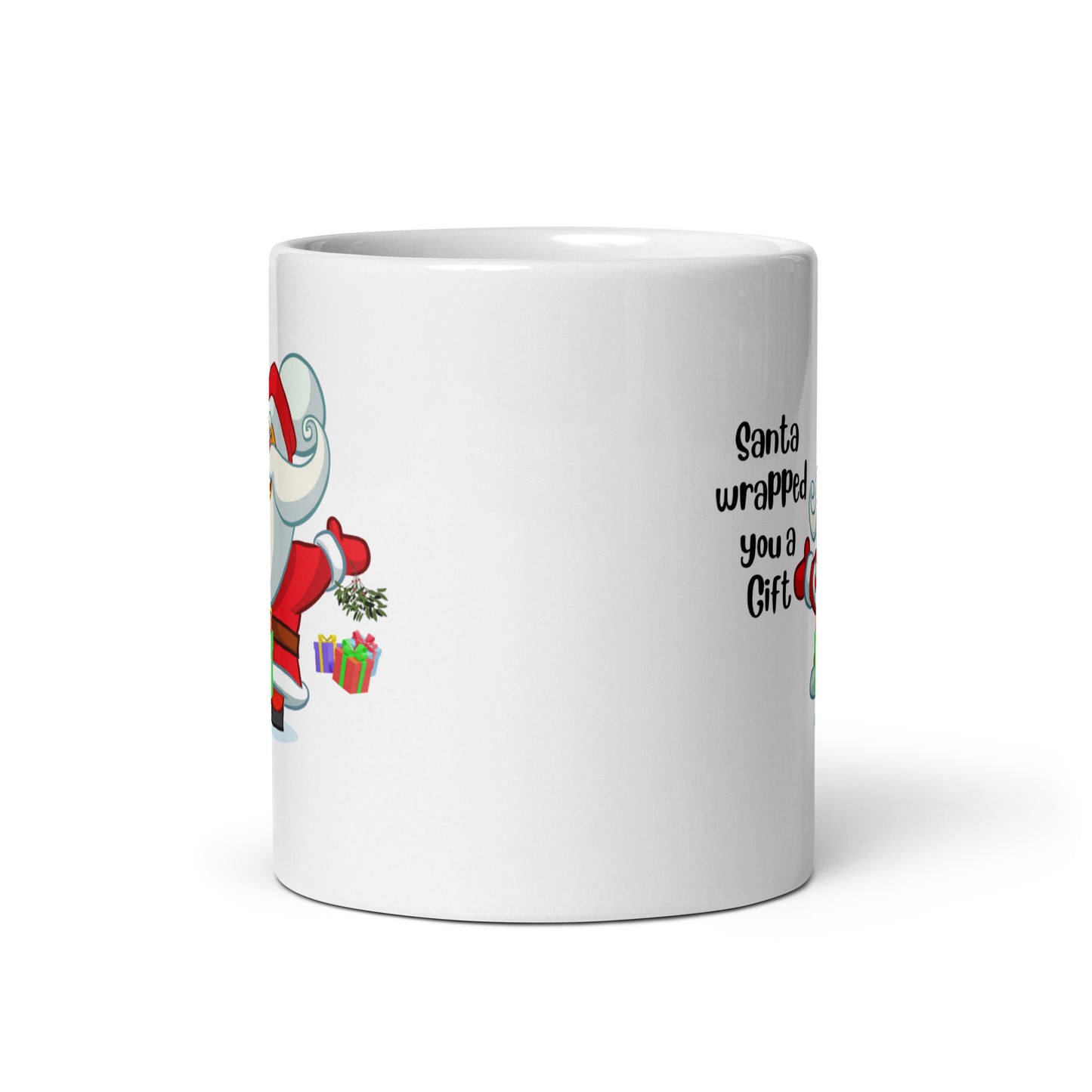 Rude, Crude, and Funny #05 "Santa Wrapped you a Gift" White glossy mug