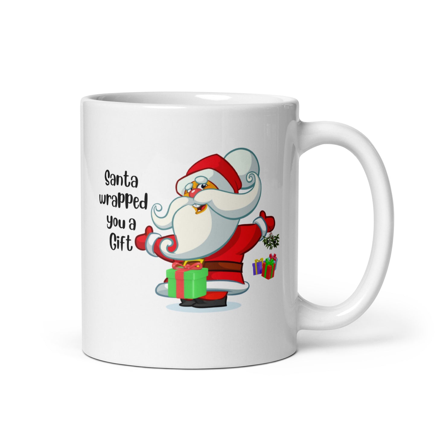 Rude, Crude, and Funny #05 "Santa Wrapped you a Gift" White glossy mug