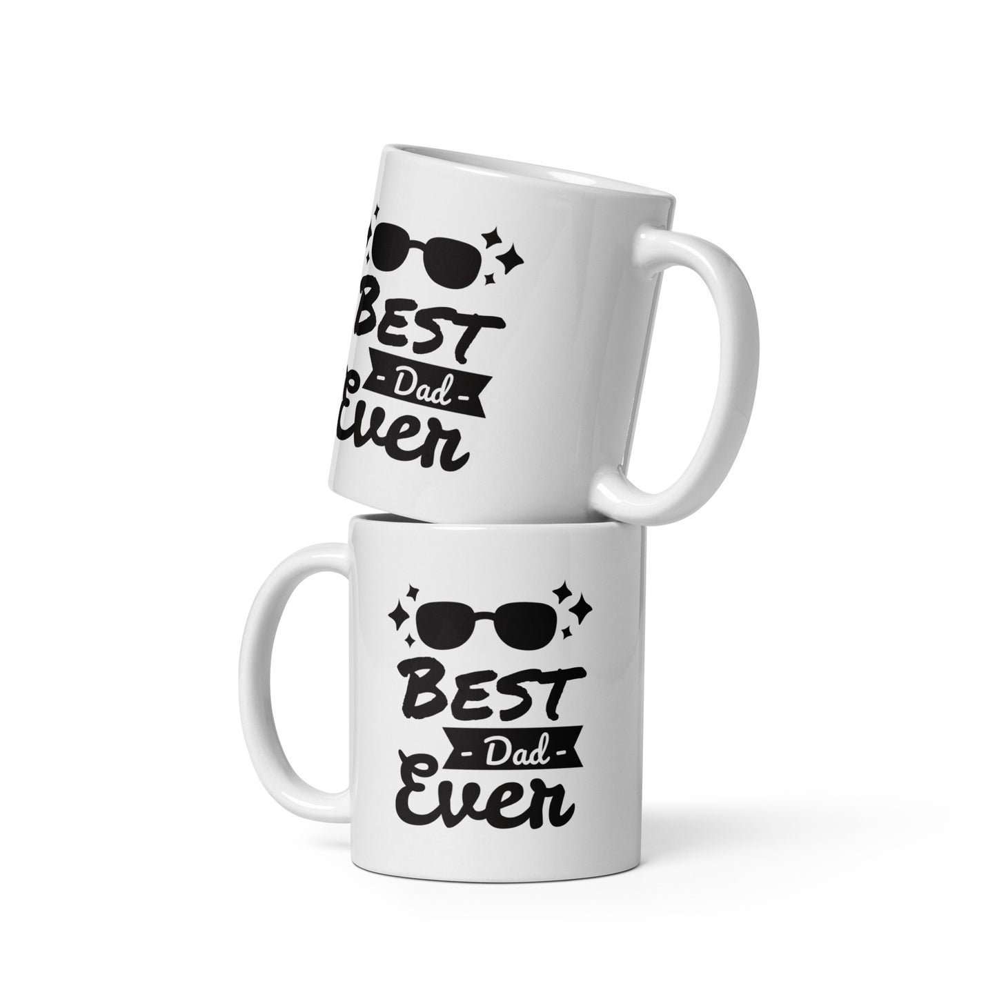 Father's Day #02 "Best Dad Ever" White glossy mug