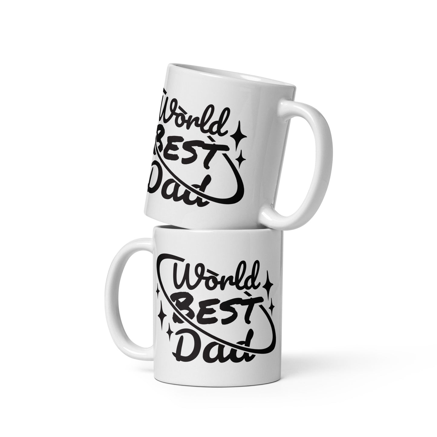 Father's Day #04 "Worlds Best Dad" White glossy mug