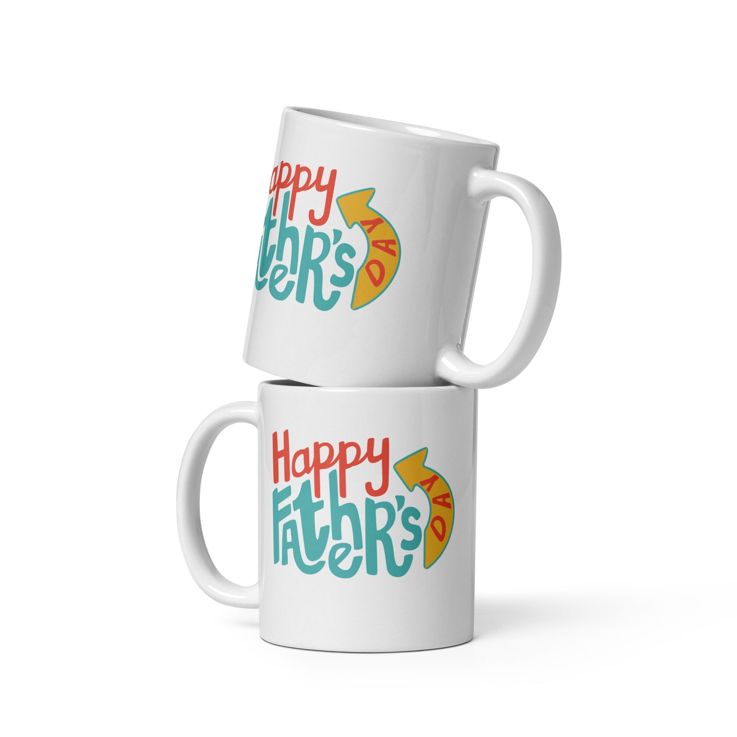 Father's Day #16 Colorful Display "Happy Father's Day" White glossy mug