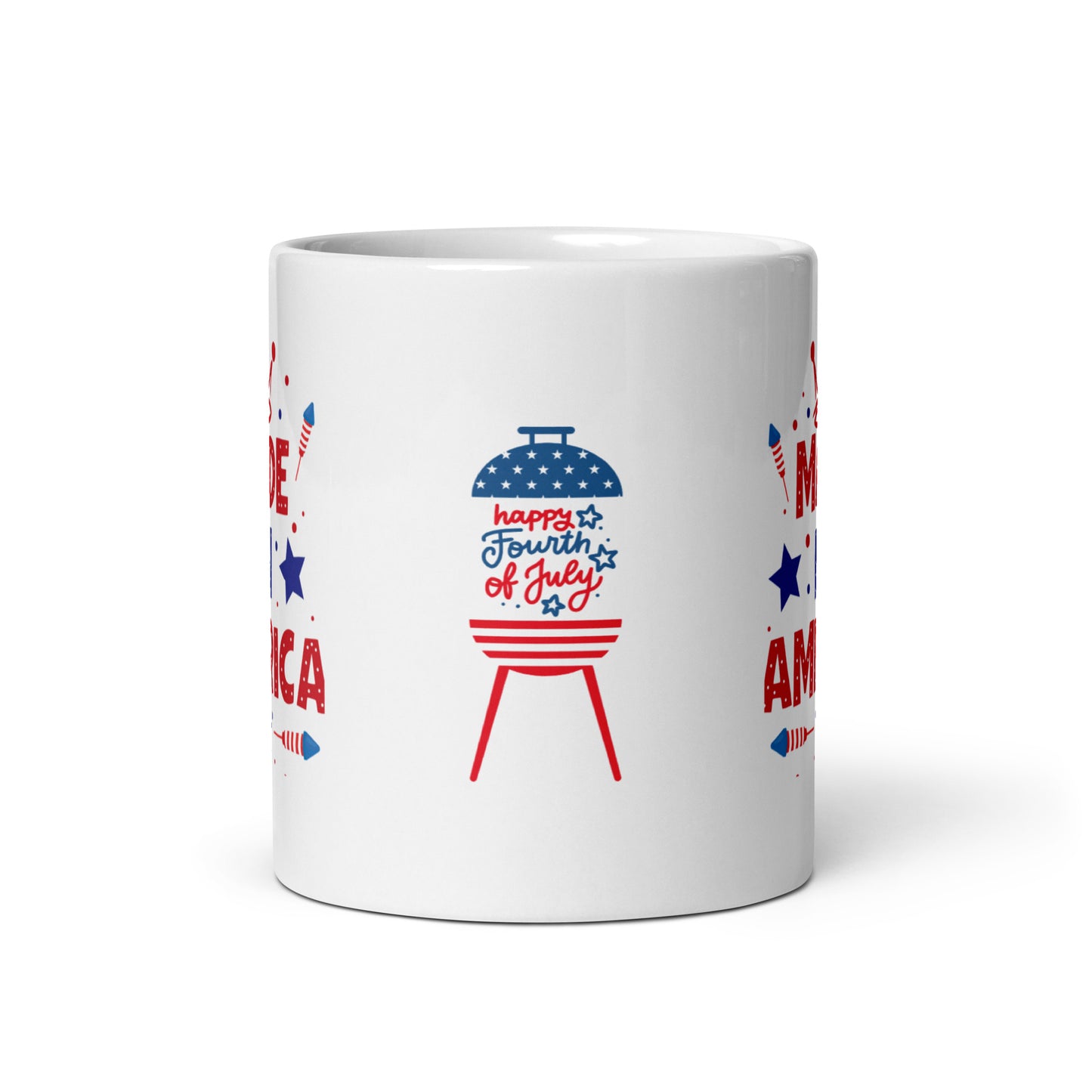 4th of July #18 "MADE IN AMERICA" White glossy mug