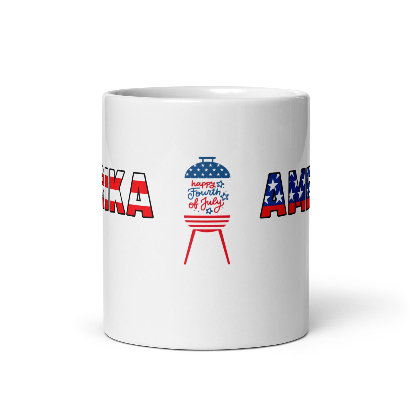 4th of July #11 "AMERIKA" Full Wrap White glossy mug