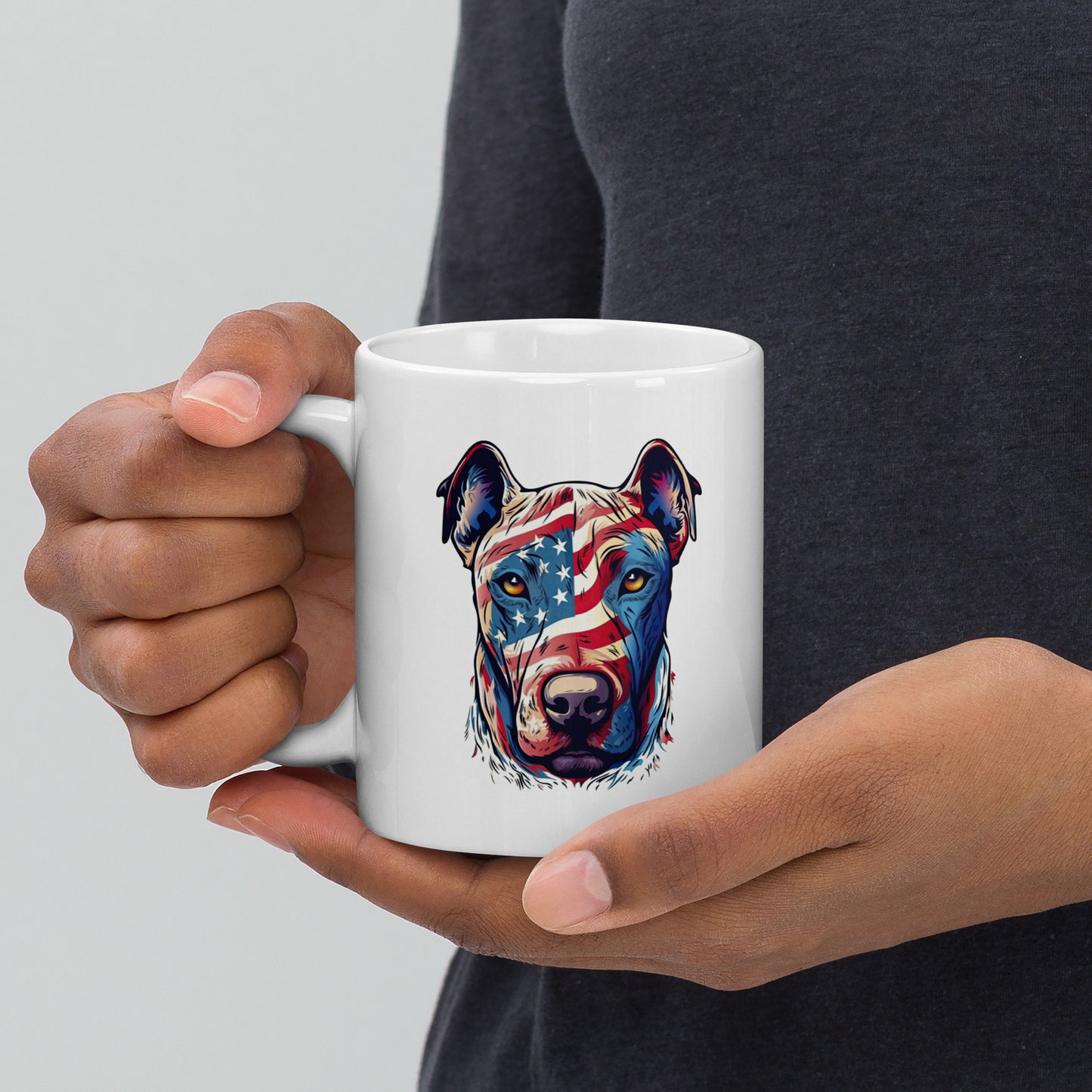 Man's Best Friend #02 Patriotic Dog White glossy mug