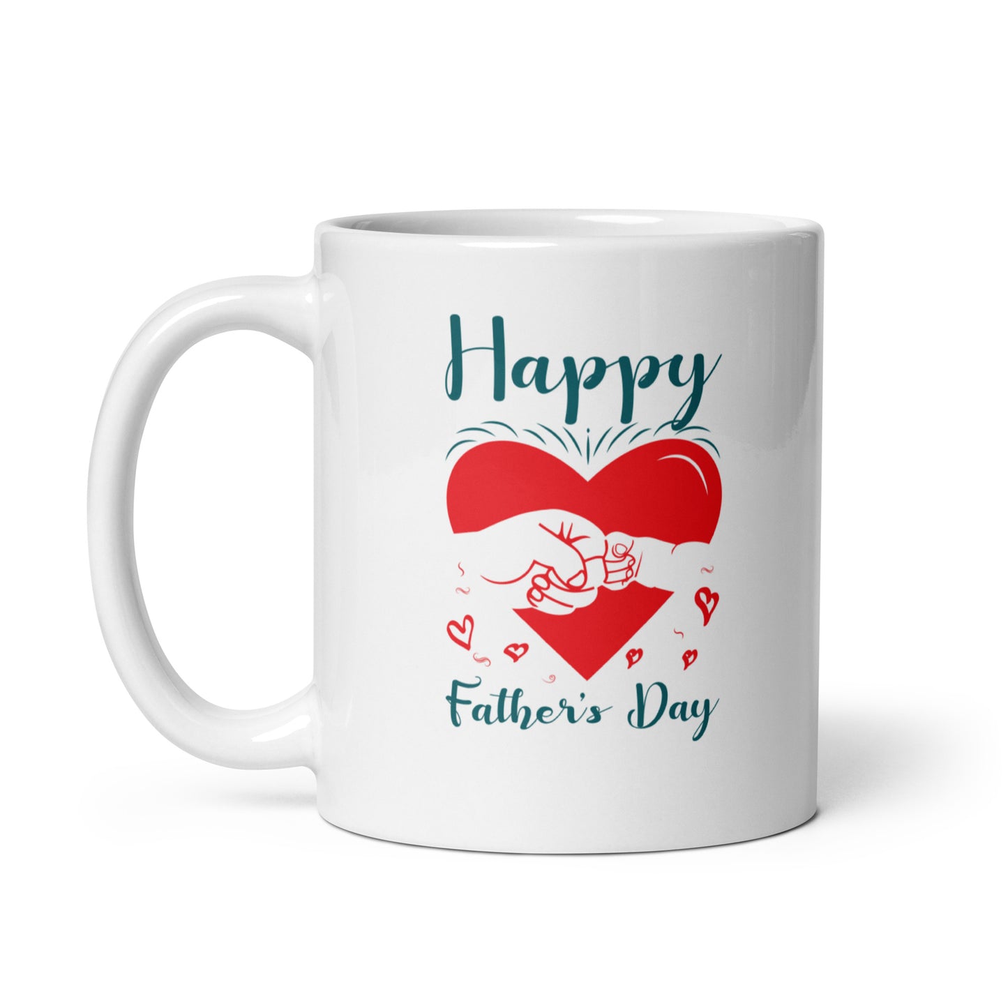 Father's Day #15 "Happy Father's Day" (Heart Bump) White glossy mug