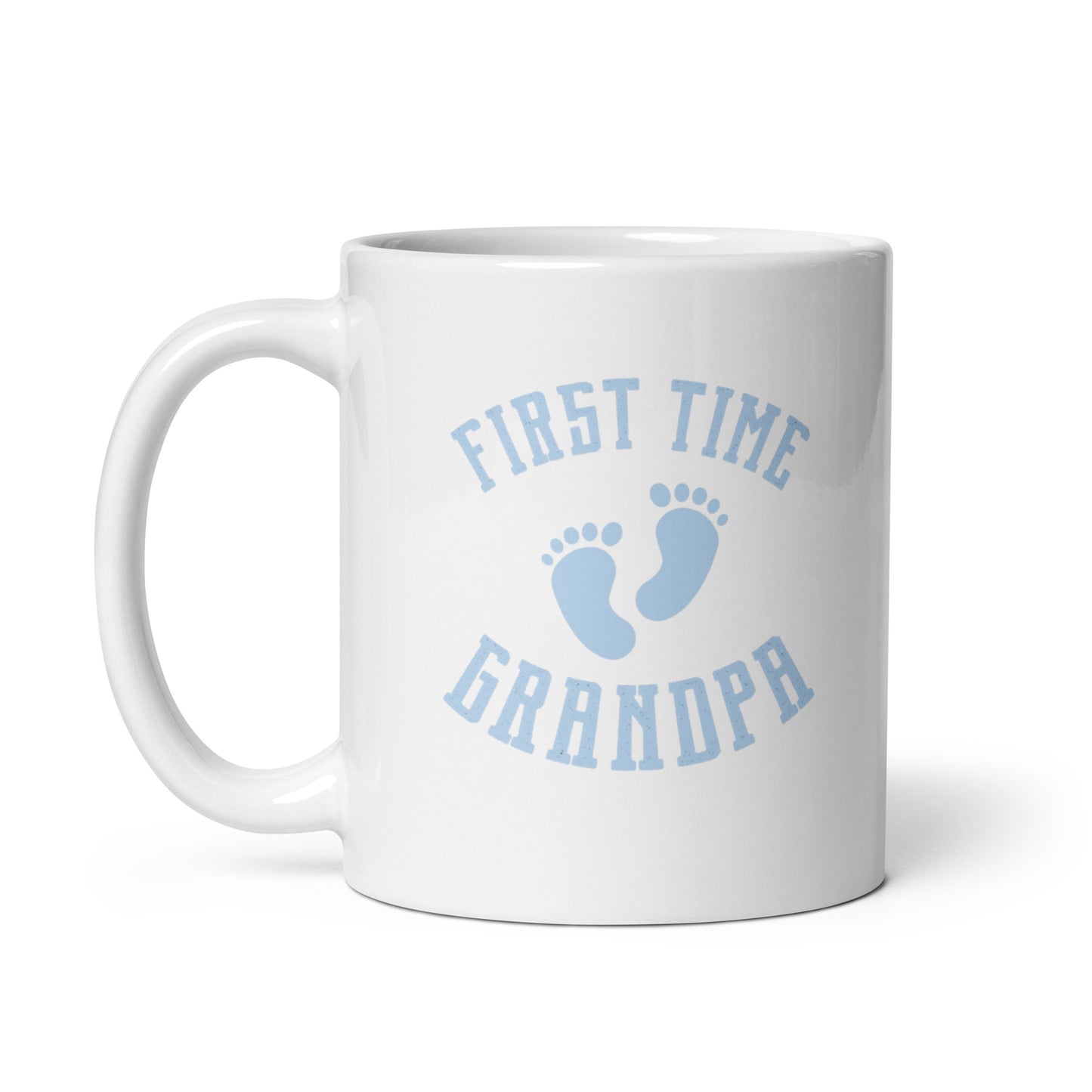 Grandad #01 "First Time Grandpa" (Blue) White glossy mug